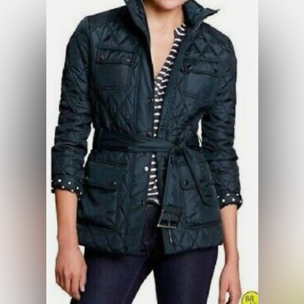 Banana Republic Women's Belted Navy Quilted Field Jacket. Classic Banana design.